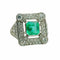 Bague 54 Bague en platine avec émeraudes et diamants 58 Facettes 50330