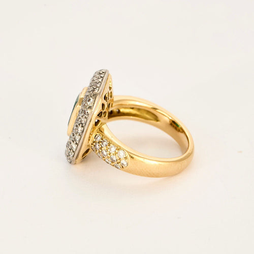 Bague 52 Bague or jaune et gris, émeraude et diamants 58 Facettes LOR3508