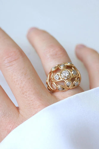Bague 49.5 Bague Boule cocktail fil or rose riamants 58 Facettes