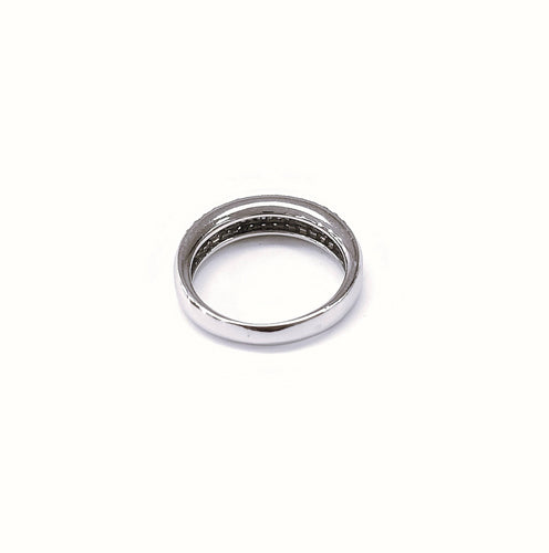 Bague 54 Demi alliance or blanc, diamants brillants et baguettes 58 Facettes All.Dem.Bag.1305