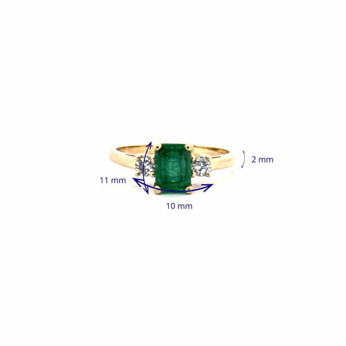 Bague 54 Bague Trilogie Or Jaune 14k Émeraude & Diamants 58 Facettes 107-GS31490