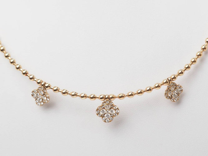 Collier Collier boules rigide et trèfles en or rose et diamants 58 Facettes 33100