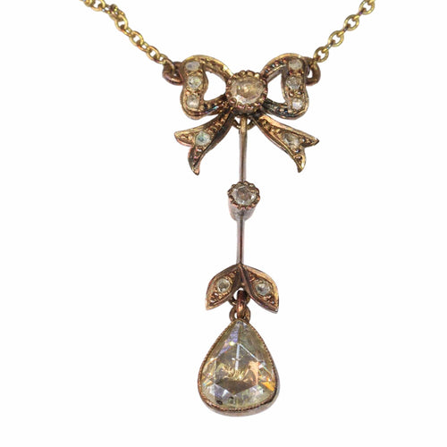 Pendentif Pendentif victorien en diamant arc et poire des années 1890 58 Facettes 24086-0163