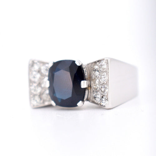 Bague 56 Bague Tank Art Déco Or, Saphir et Diamants 58 Facettes 365