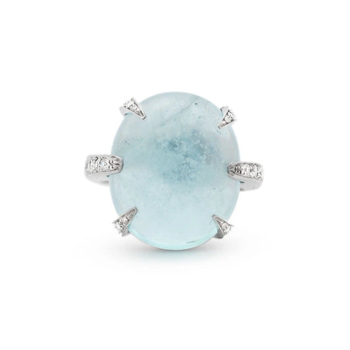 Bague Bague en or avec aigue-marine de 18,5 ct et diamants 58 Facettes