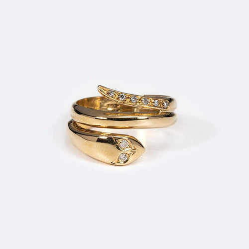 Bague 13 / Oro Giallo Bague contrarié avec serpent 58 Facettes ANL167