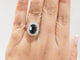 Bague 54 Bague entourage en or blanc, saphir ovale et diamants 58 Facettes 33297