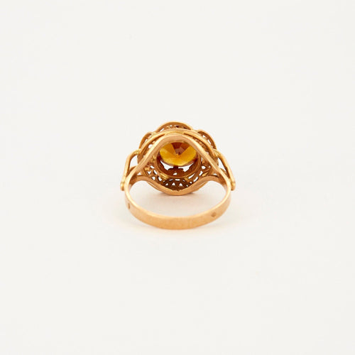 Bague Bague en or jaune et pierre de synthèse orange 58 Facettes 240179