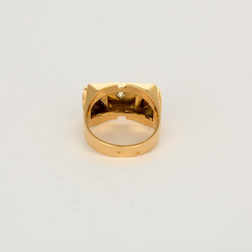 Bague 54 Bague Tank or jaune et diamant 58 Facettes TOU1275