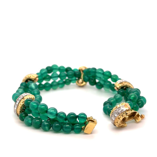 Bracelet Van Cleef & ARPELS - Bracelet or jaune Chrysoprase et diamants 58 Facettes 1.0000409/1