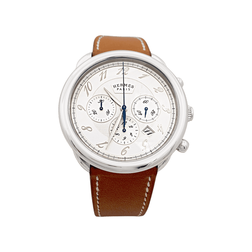 Montre Montre Hermès, "Arceau Chronographe", acier, cuir. 58 Facettes 34360