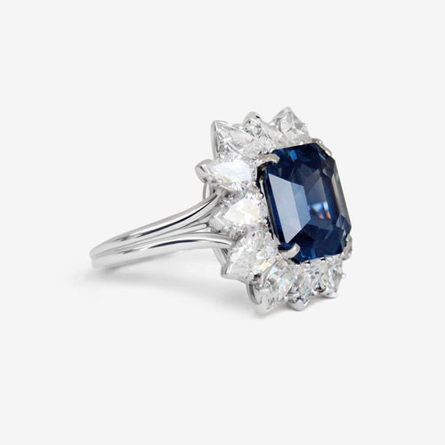 Bague Bague Saphir de Madagascar octogonal bleu vert de 6,18 carats Gem Paris 58 Facettes ANR-9293