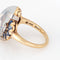 Bague rétro vintage en or 14 carats palladium, pierre de lune, saphir et diamant, taille 6,25, années 1940