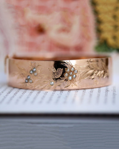 Bracelet Bracelet Jonc Napoléon III Or Rose et Perles fines 58 Facettes A11407