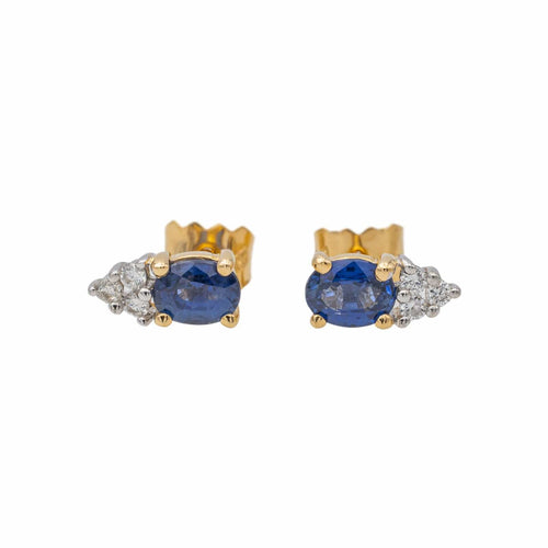 Boucles d'oreilles Boucles d'oreilles Puces Or jaune Saphir 58 Facettes 3548950CN