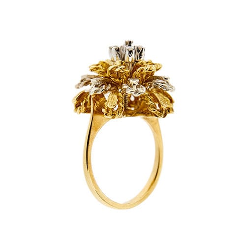 Bague 54 Bague fleur avec diamants 58 Facettes 34293