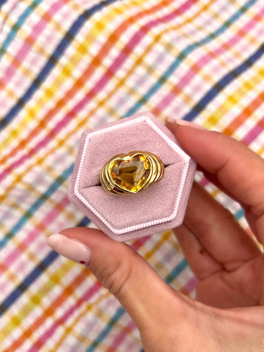 Bague coeur or jaune topaze 58 Facettes