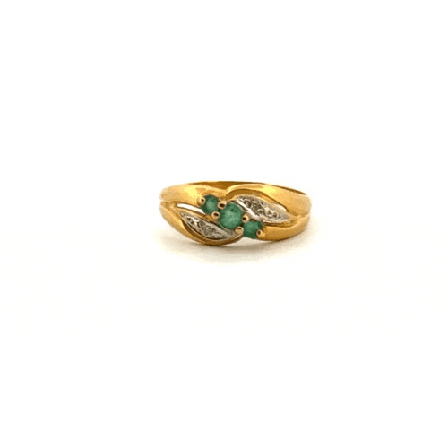 Bague 56 Bague Trilogie Or Jaune Émeraudes & Diamants 58 Facettes 60-GS35808-1