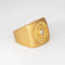 Bague 53 Chevalière vintage en diamant avec motif fossile carré en or jaune 18 carats 58 Facettes G13731