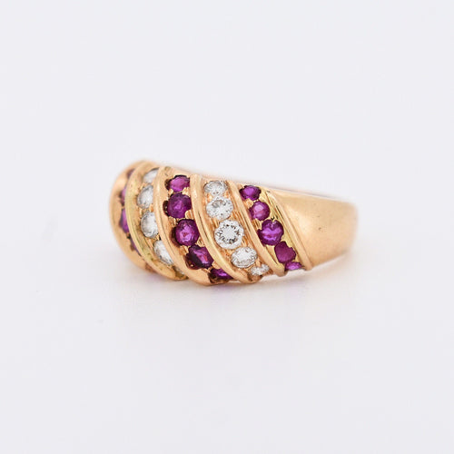 Bague 54 Bague Jonc Or 18k Diamants et Rubis naturels 58 Facettes