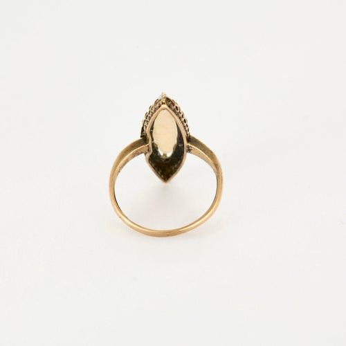 Bague 48 Bague marquise or rose et argent, opale et diamants 58 Facettes GU226