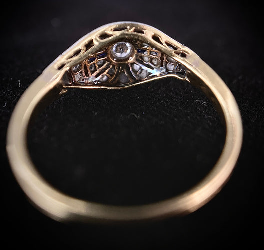 Bague 52 Bague Art Déco deux ors diamants et saphirs 58 Facettes