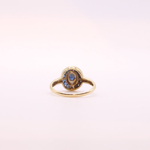 Bague 52 Bague Marguerite Ronde Saphir et Diamants or jaune 58 Facettes