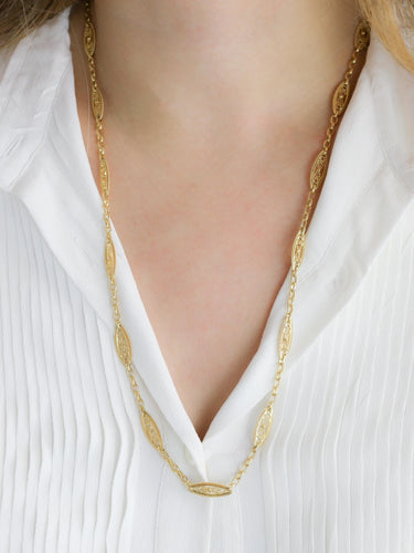 Collier Collier chaine Art Nouveau maille filigrane or jaune 58 Facettes 1152.2