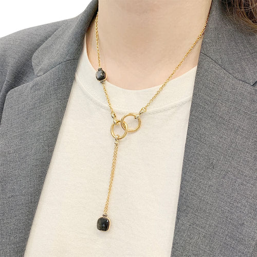 Collier Collier Pomellato, "Nudo", or rose, obsidiennes, diamants noirs. 58 Facettes 33631