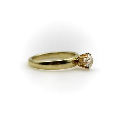 Bague 54 18K Gold .90 Carat Old Mine Cut Engagement Ring 58 Facettes