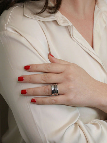 Bague BVLGARI - Bague B.zero1 Large or blanc 58 Facettes J532