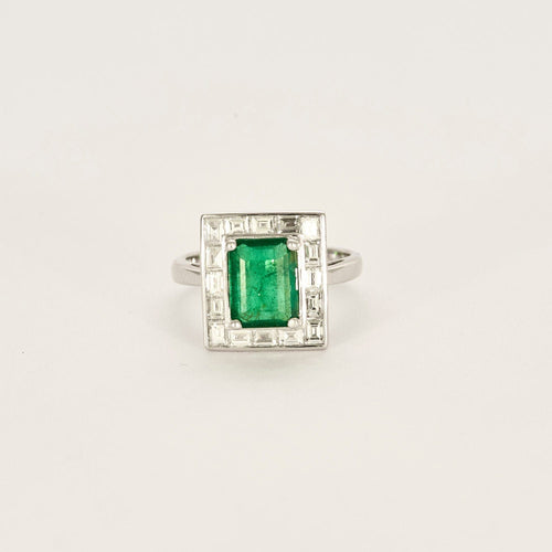 Bague 54 Bague rectangulaire émeraude diamants 58 Facettes