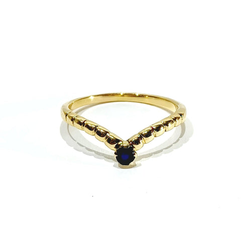 Bague 57.5 Bague or jaune et saphir 58 Facettes