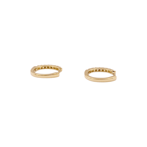 Boucles d'oreilles Paire de petites créoles en or jaune, diamants. 58 Facettes 34288