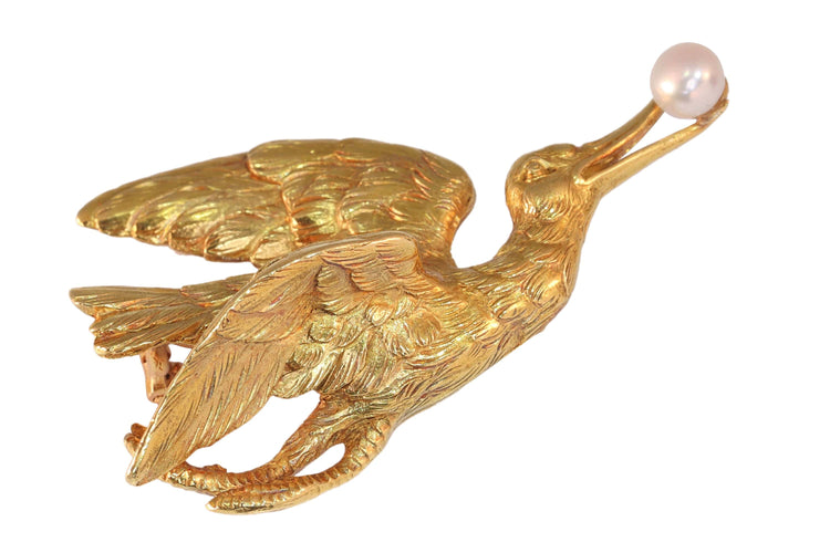 Pendentif Broche-pendentif cigogne victorienne 58 Facettes 24071-0151