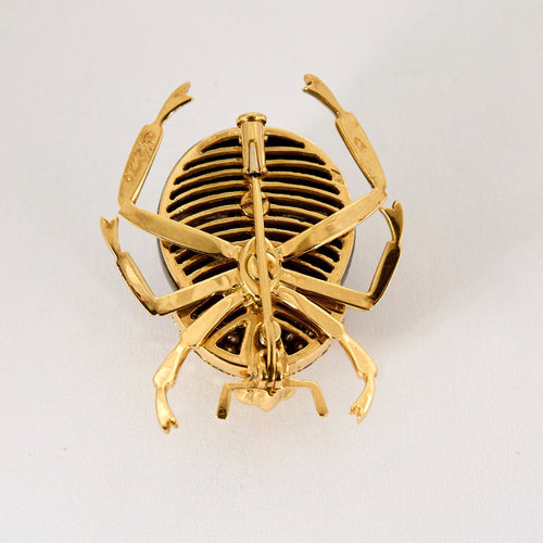 Broche Broche scarabée or jaune, hématite, diamants blanc, verts 58 Facettes LIS2107