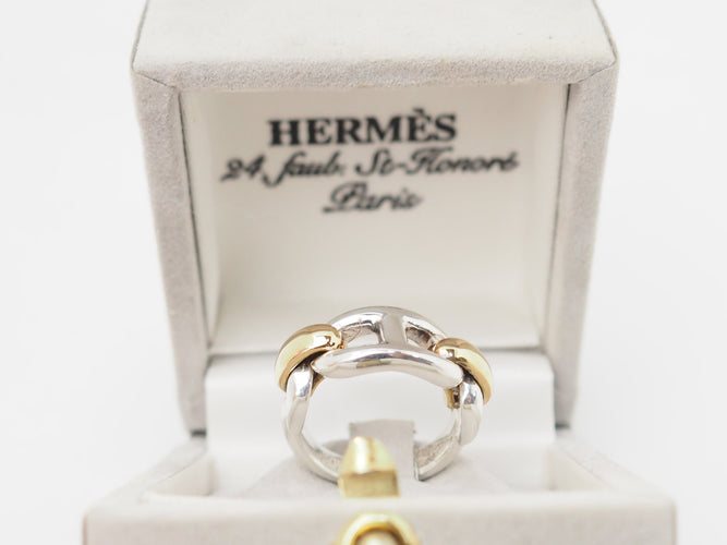 Bague 52 Bague Hermès Chaîne d'Ancre en or et argent 58 Facettes 33489