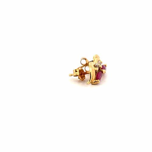 Boucles d'oreilles Puces D'oreilles or jaune et rubis 58 Facettes 2-BOF1-GS34788-6