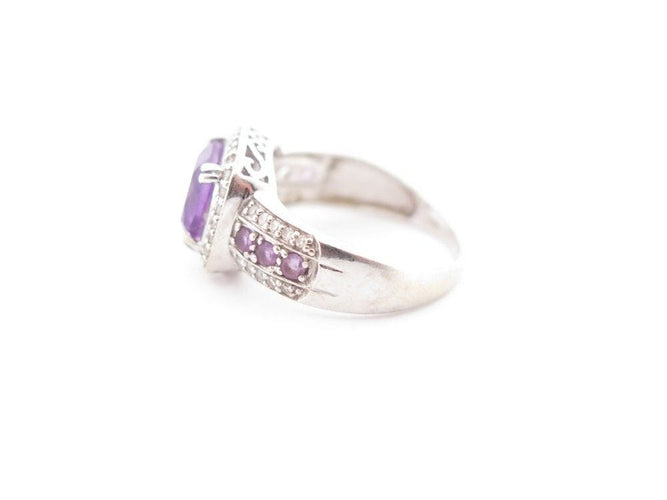 Bague 55 bague MATY or blanc amethyste et diamants 58 Facettes 259030