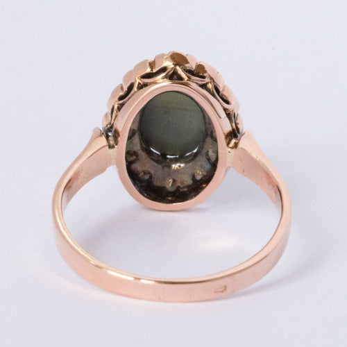 Bague 55 Bague ancienne chrysobéryl oeil de chat et diamants 58 Facettes 19-378-50
