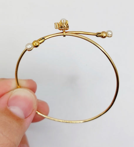 Bracelet Bracelet victorien ajustable or jaune, perles et diamant taille rose (circa 1900) 58 Facettes A05281