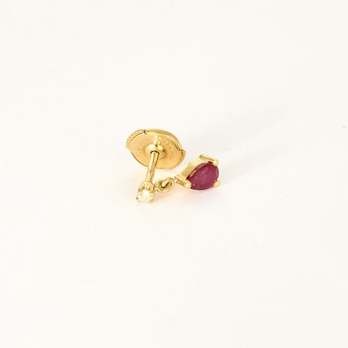 Boucles d'oreilles Boucles d'oreilles en or jaune, rubis et diamants 58 Facettes B250485