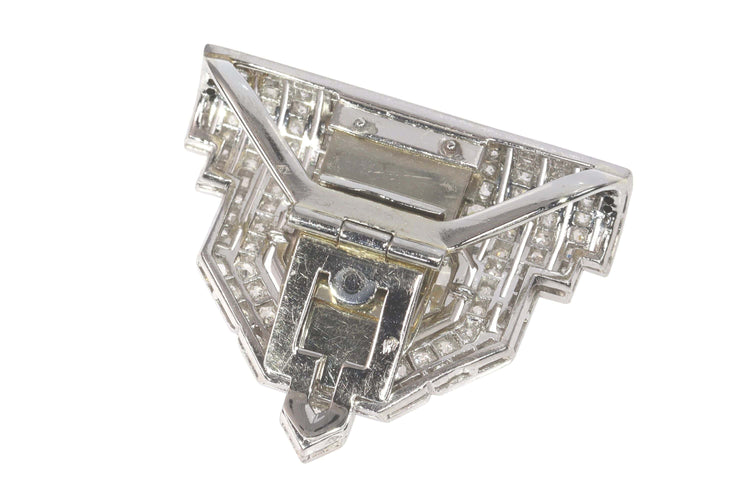 Broche clip Art Déco en platine et diamant 58 Facettes 24170-0331