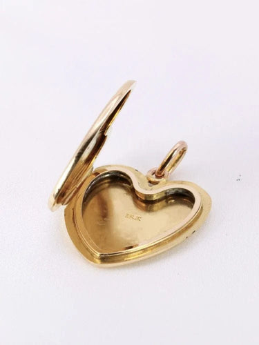 Pendentif Pendentif porte photo coeur Art Nouveau or jaune diamants taille rose 58 Facettes 1053.4