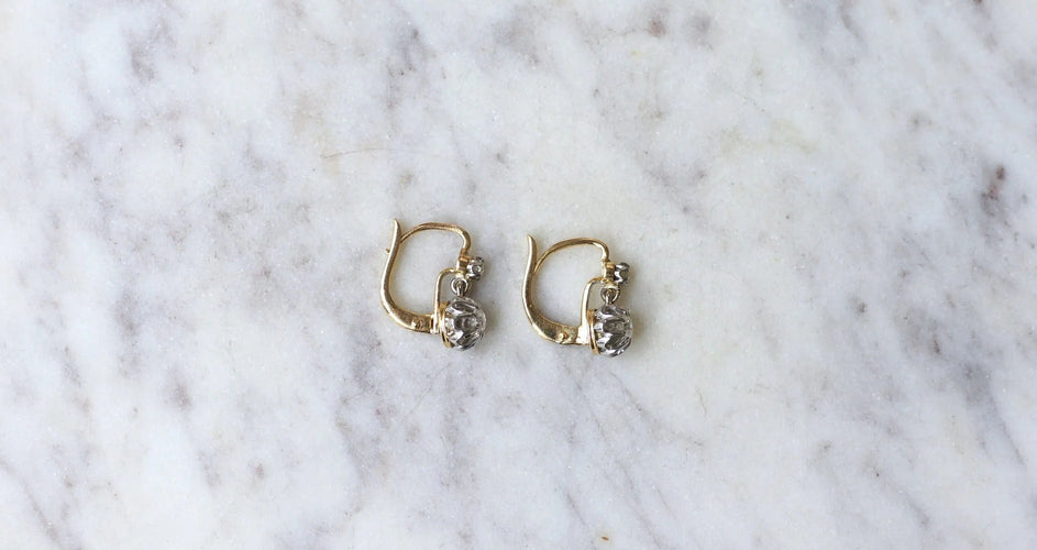Boucles d'oreilles Dormeuses Anciennes Diamants 58 Facettes
