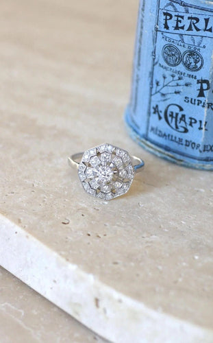 Bague Bague Art Déco Octogonale Diamants 58 Facettes