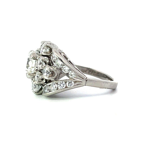 Bague Bague rétro en platine et diamants 2.50ct 58 Facettes