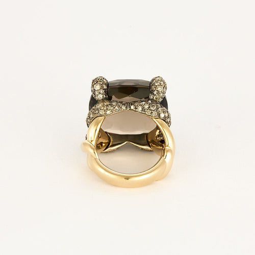 Bague 50 Pomellato - Tango - Bague en or rose 18k, quartz fumé et diamants 58 Facettes BIA1205