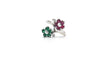 Bague 53 Bague fleurs or blanc rubis émeraudes 58 Facettes 5196