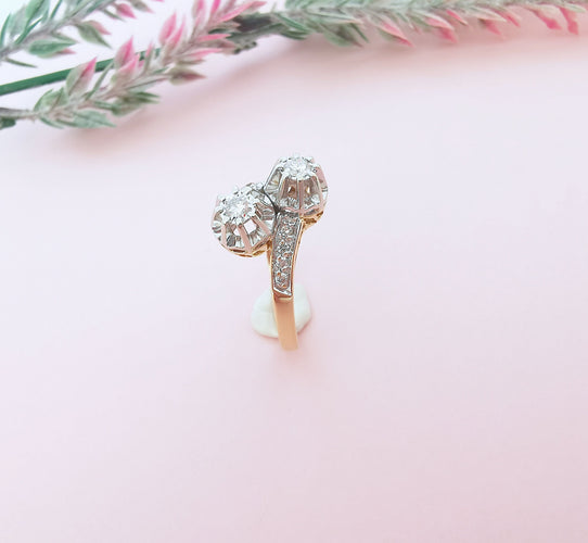 Bague 58.5 Bague de fiançailles vintage Toi et Moi - Diamants - Or 58 Facettes AA 1644